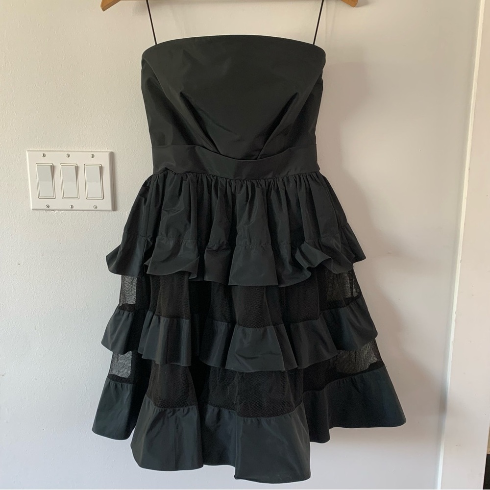 Valentino Black Strapless Red Valentino Dress Lined Multi Layered Bow